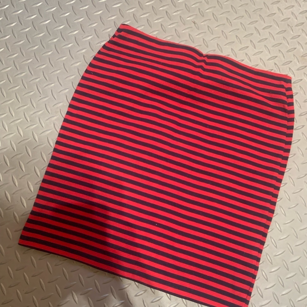 Red & navy striped skirt